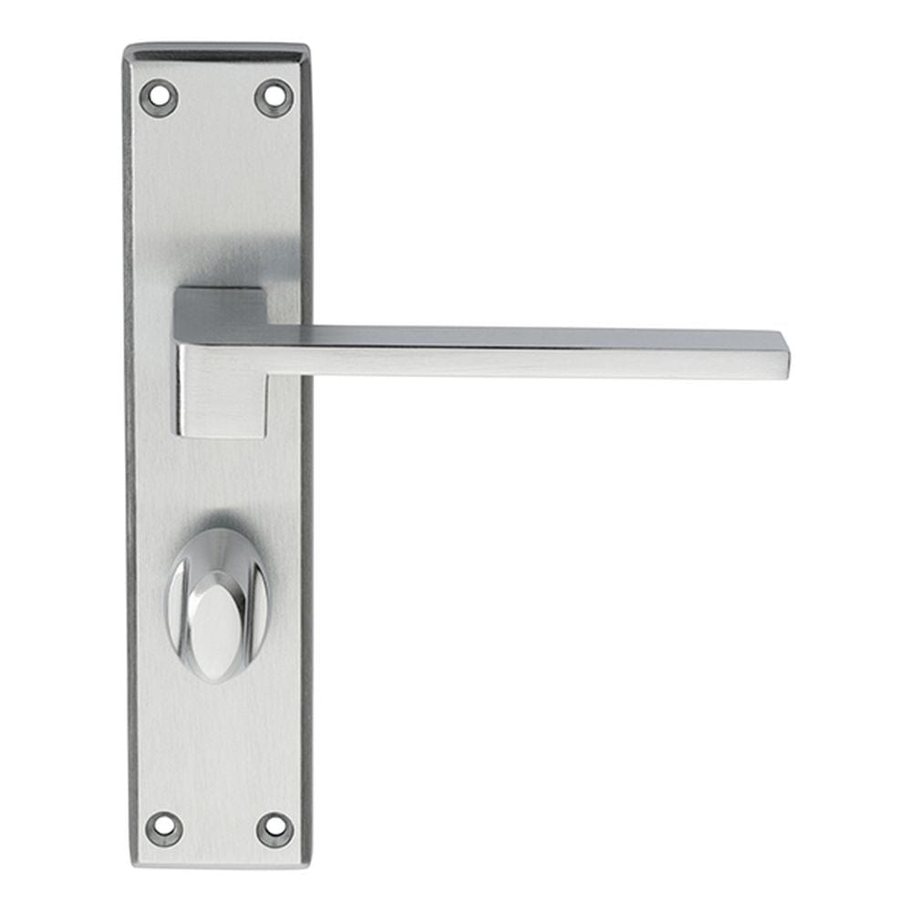 Serozzetta Door Furniture Satin Chrome / Bathroom Lock Handles Serozzetta - Equi Lever on WC Backplate - Satin Chrome
