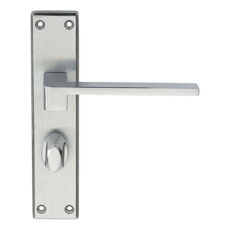 Serozzetta Door Furniture Satin Chrome / Bathroom Lock Handles Serozzetta - Equi Lever on WC Backplate - Satin Chrome