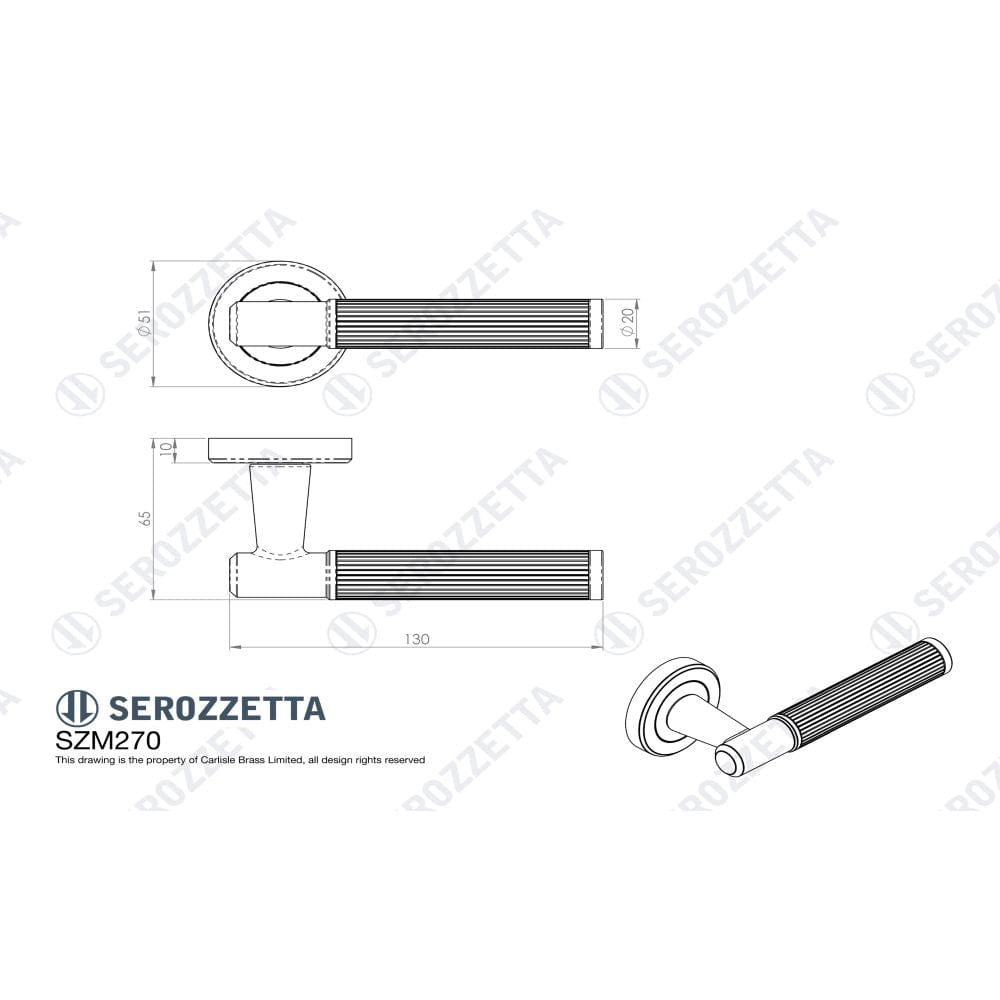 Serozzetta Door Furniture Polished Chrome/Satin Nickel / Round Rose Serozzetta - Image Lines Lever On rose / Duel - Polished Chrome / Sat