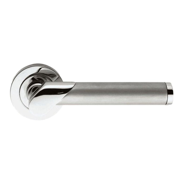 Serozzetta Door Furniture Dual Finish-Polished/Satin Chrome / Round Rose Serozzetta - Irwin Lever On Rose - Dual Finish-Polished/Satin Chrome