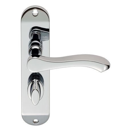 Serozzetta Door Furniture Polished Chrome / Bathroom Lock Handles Serozzetta - Lever on Bathroom Backplate - Polished Chrome