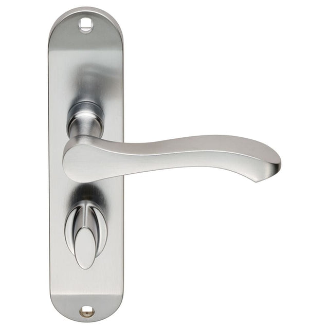 Serozzetta Door Furniture Satin Chrome / Bathroom Lock Handles Serozzetta - Lever on Bathroom Backplate - Satin Chrome