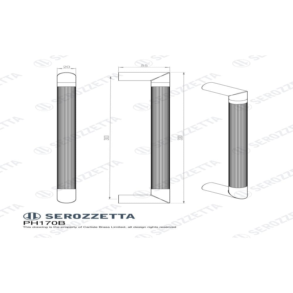 Serozzetta Door Furniture Polished Chrome/Satin Nickel Serozzetta - Mitred Lines Pull Handle