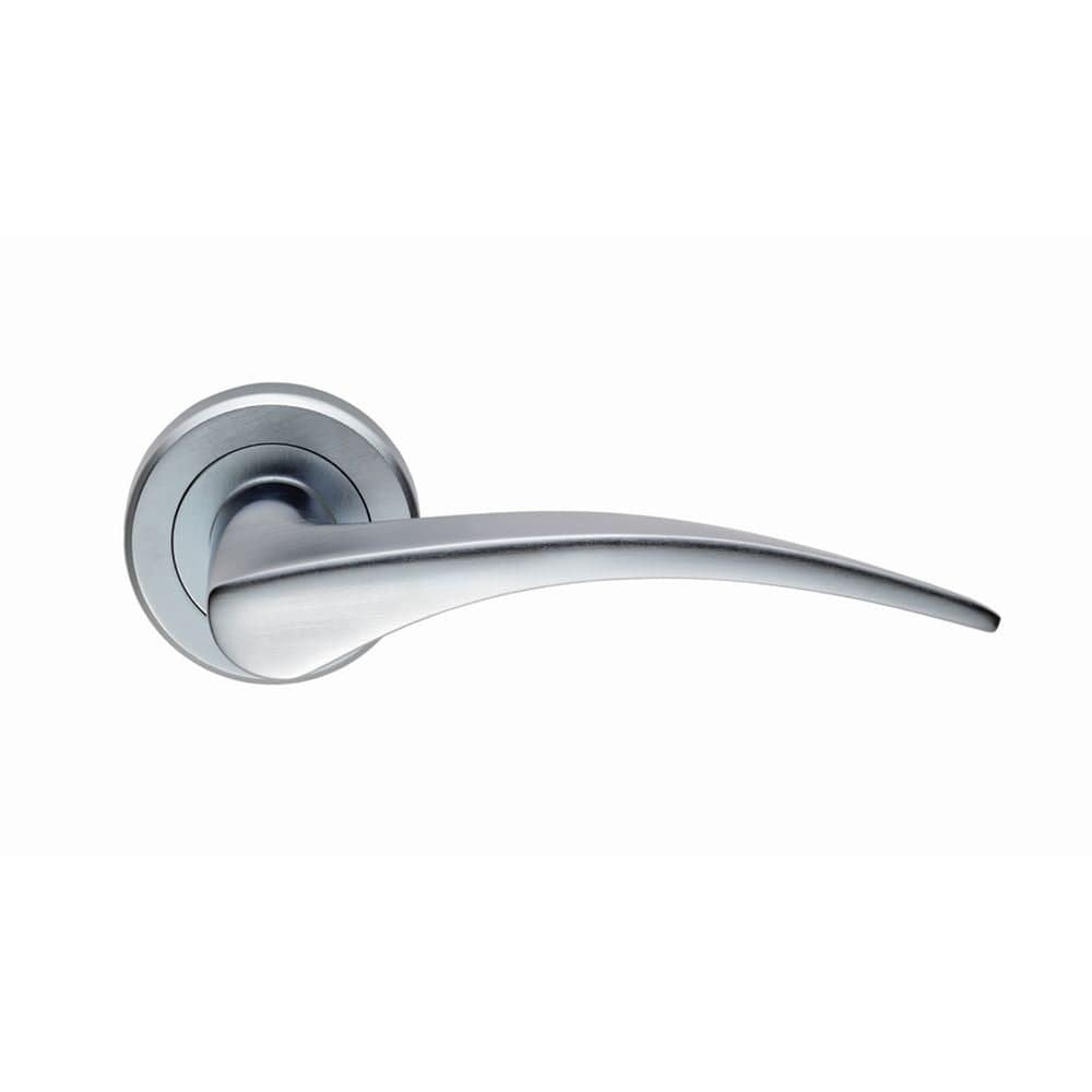 Serozzetta Door Furniture Satin Chrome / Round Rose Serozzetta - Olivier Lever On Rose - Satin Chrome