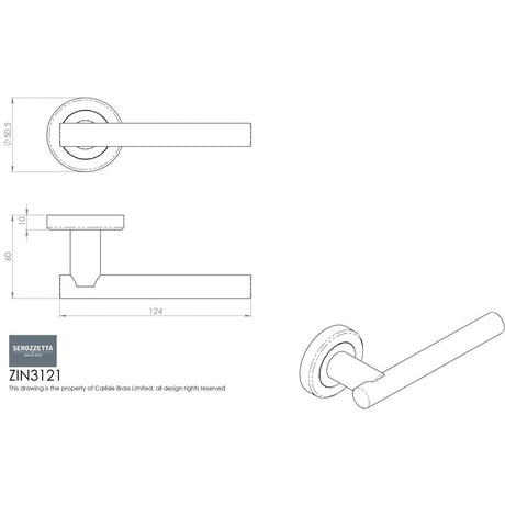 Serozzetta Door Furniture Satin Chrome / Round Rose Serozzetta - Philadelphia Lever On Rose - Satin Chrome