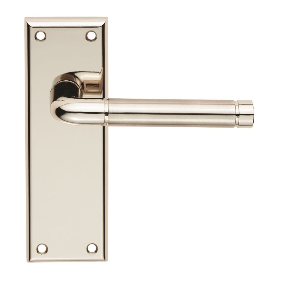 Serozzetta Door Furniture Polished Nickel/Satin Nickel / Latch Handles Serozzetta - Quaranta Lever on Latch Backplate - Polished Nickel/Satin Nickel