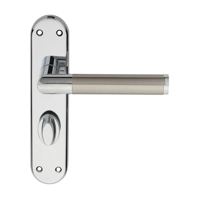 Serozzetta Door Furniture Polished Chrome Satin Nickel / Bathroom Lock Handles Serozzetta - Scope Lever on WC Backplate - Polished Chrome Satin Nickel