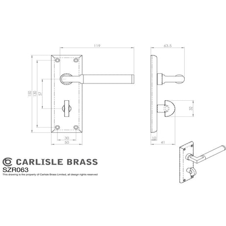 Serozzetta Door Furniture Polished Nickel/Satin Nickel / Bathroom Lock Handles Serozzetta - Sessanta Lever on Bathroom Backplate - Polished Nickel/Satin Nickel