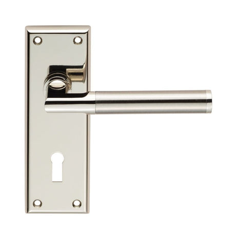 Serozzetta Door Furniture Polished Nickel/Satin Nickel / Std. Lock Handles Serozzetta - Sessanta Lever on Lock Backplate - Polished Nickel/Satin Nickel