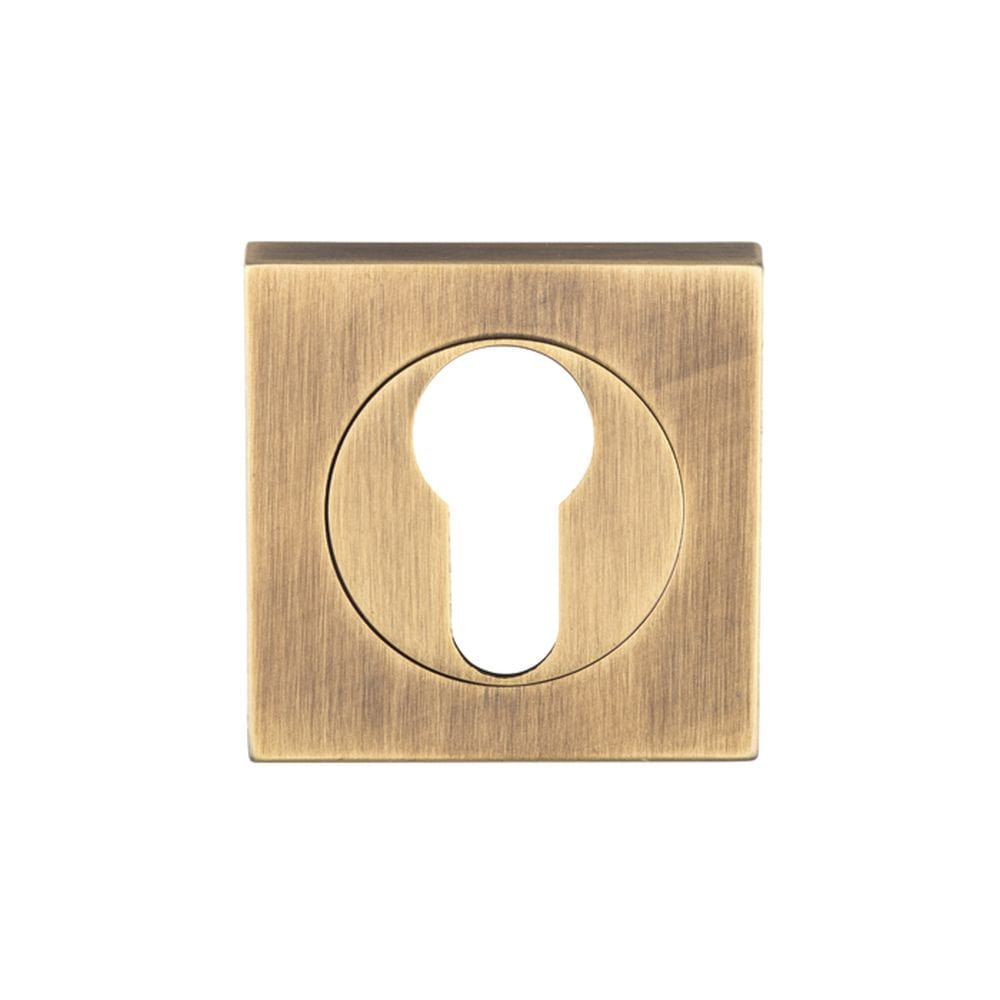 Serozzetta Door Furniture Antique Brass / Euro Profile Escutcheons Serozzetta - Square Euro Profile Escutcheon - Antique Brass