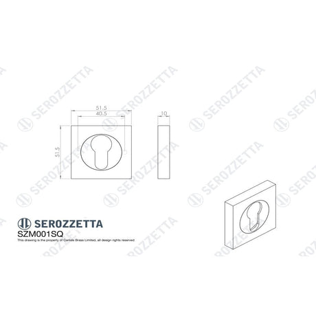 Serozzetta Door Furniture Satin Chrome / Euro Profile Escutcheons Serozzetta - Square Euro Profile Escutcheon - Satin Chrome