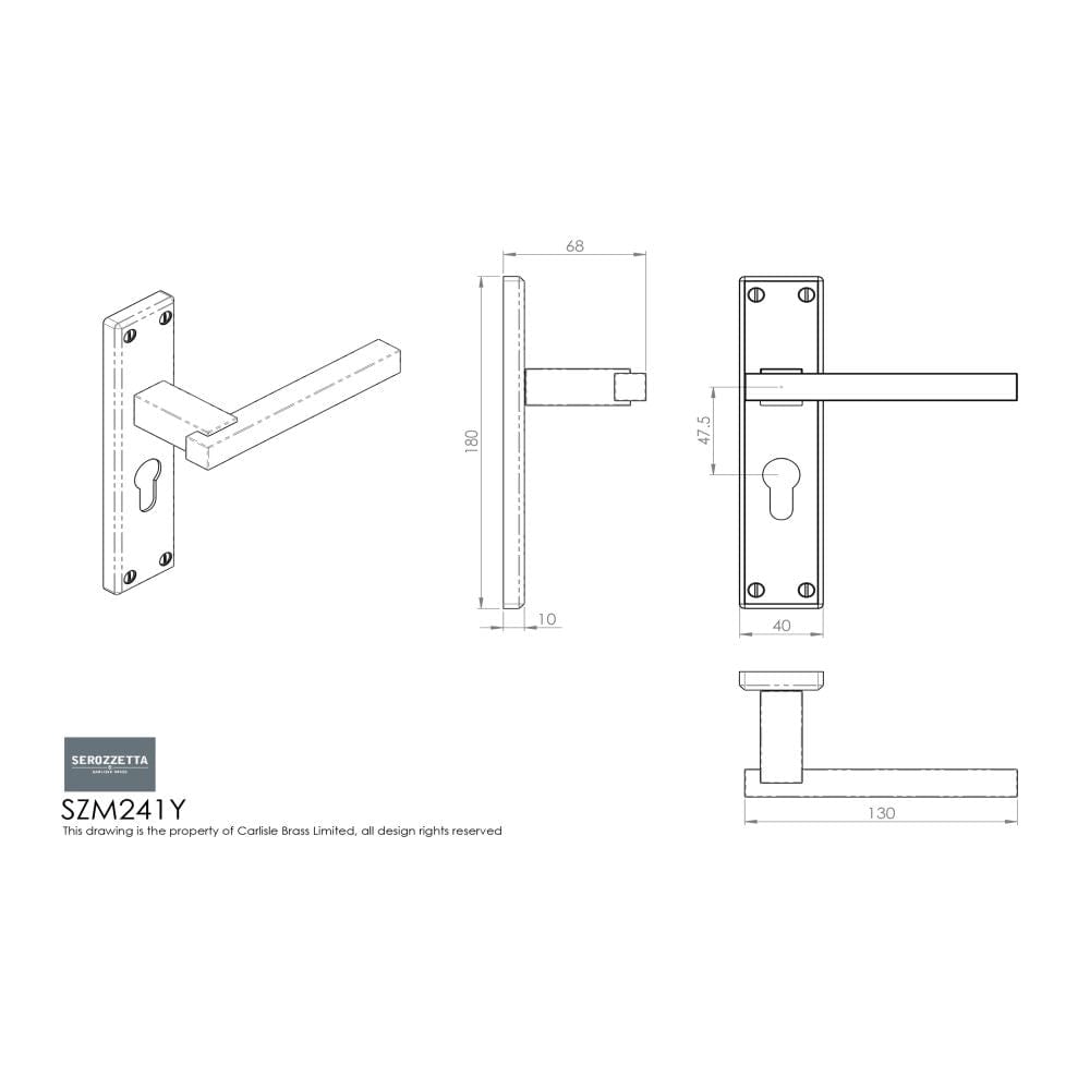 Serozzetta Door Furniture Polished Chrome / Euro Profile Lock Handles Serozzetta - Stratus Lever on Euro Lock Backplate - Polished Chrome