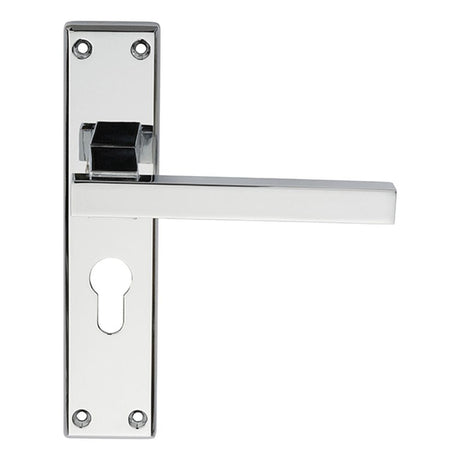Serozzetta Door Furniture Polished Chrome / Euro Profile Lock Handles Serozzetta - Stratus Lever on Euro Lock Backplate - Polished Chrome