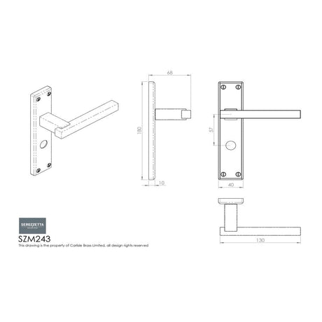 Serozzetta Door Furniture Polished Chrome / Bathroom Lock Handles Serozzetta - Stratus Lever on WC Backplate - Polished Chrome