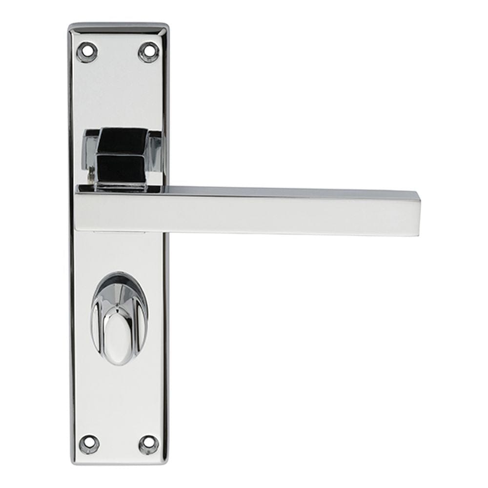 Serozzetta Door Furniture Polished Chrome / Bathroom Lock Handles Serozzetta - Stratus Lever on WC Backplate - Polished Chrome