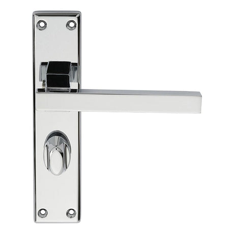 Serozzetta Door Furniture Polished Chrome / Bathroom Lock Handles Serozzetta - Stratus Lever on WC Backplate - Polished Chrome