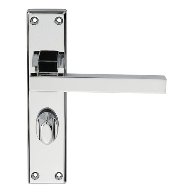 Serozzetta Door Furniture Polished Chrome / Bathroom Lock Handles Serozzetta - Stratus Lever on WC Backplate - Polished Chrome