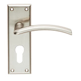 Serozzetta Door Furniture Satin Nickel / Euro Profile Lock Handles Serozzetta - Trenta Lever on Euro Lock Backplate - Satin Nickel