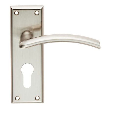Serozzetta Door Furniture Satin Nickel / Euro Profile Lock Handles Serozzetta - Trenta Lever on Euro Lock Backplate - Satin Nickel
