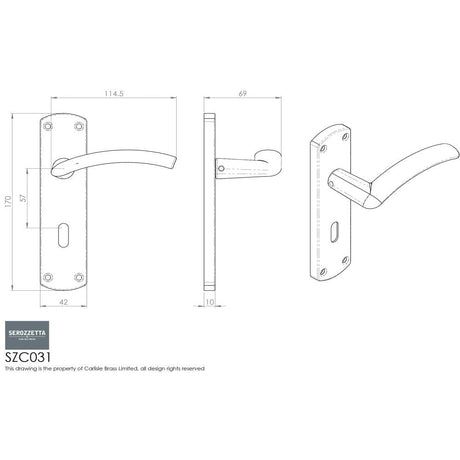 Serozzetta Door Furniture Satin Chrome / Std. Lock Handles Serozzetta - Tres Lever on Lock Backplate - Satin Chrome