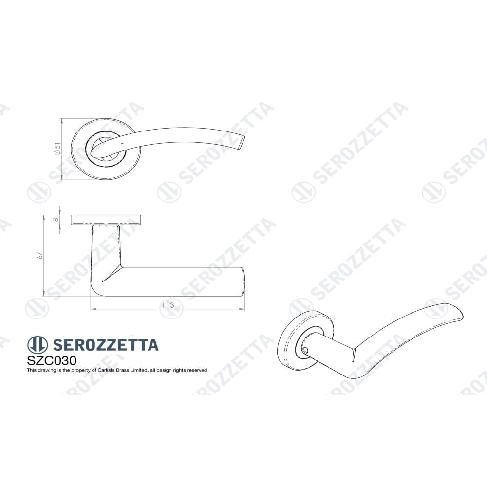 Serozzetta Door Furniture Satin Chrome / Round Rose Serozzetta - Tres Lever on Round Rose - Satin Chrome