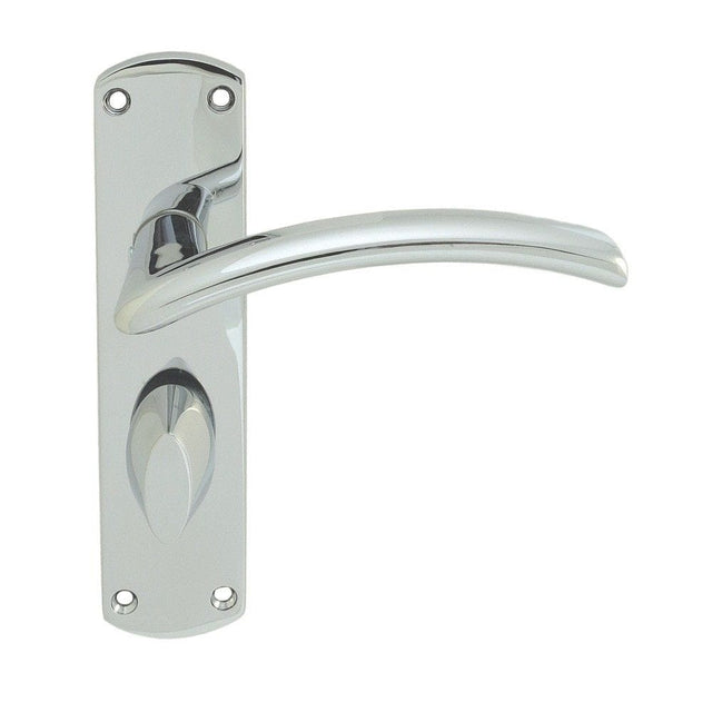 Serozzetta Door Furniture Polished Chrome / Bathroom Lock Handles Serozzetta - Tres Lever on WC Backplate - Polished Chrome