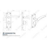 Serozzetta Door Furniture Satin Chrome / Bathroom Lock Handles Serozzetta - Tres Lever on WC Backplate - Satin Chrome