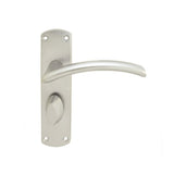 Serozzetta Door Furniture Satin Chrome / Bathroom Lock Handles Serozzetta - Tres Lever on WC Backplate - Satin Chrome