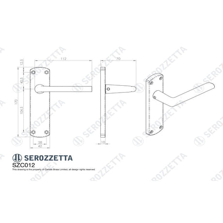 Serozzetta Door Furniture Satin Chrome / Latch Handles Serozzetta - Uno Lever on Latch Backplate - Satin Chrome