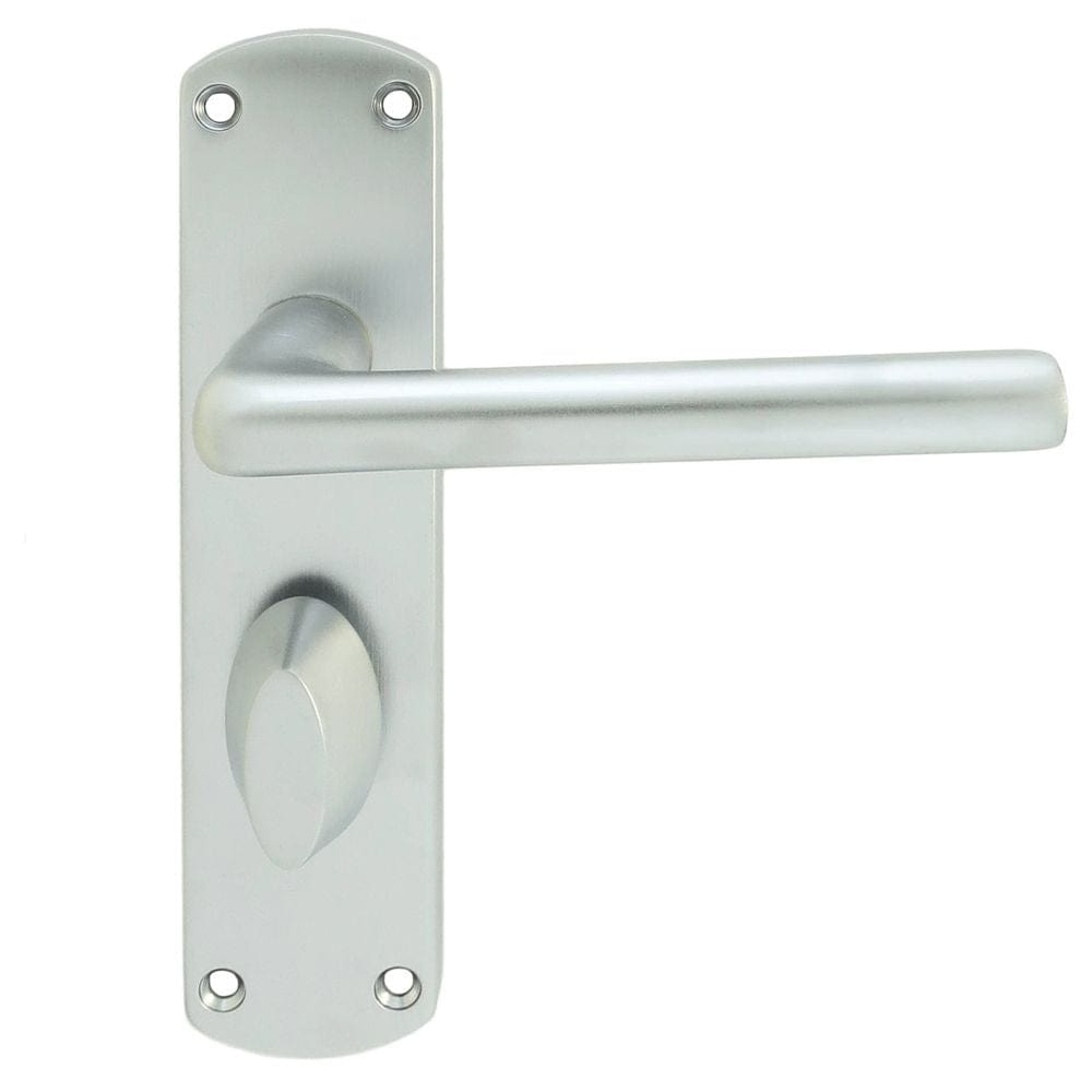 Serozzetta Door Furniture Satin Chrome / Bathroom Lock Handles Serozzetta - Uno Lever on WC Backplate - Satin Chrome