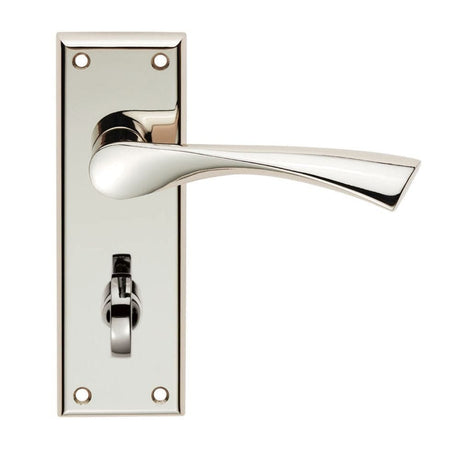 Serozzetta Door Furniture Polished Nickel / Bathroom Lock Handles Serozzetta - Venti Lever on Bathroom Backplate