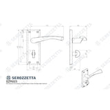 Serozzetta Door Furniture Satin Nickel / Bathroom Lock Handles Serozzetta - Venti Lever on Bathroom Backplate - Satin Nickel