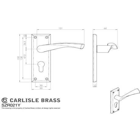 Serozzetta Door Furniture Satin Nickel / Euro Profile Lock Handles Serozzetta - Venti Lever on Euro Lock Backplate - Satin Nickel