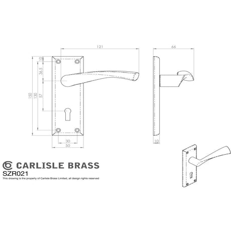 Serozzetta Door Furniture Satin Nickel / Std. Lock Handles Serozzetta - Venti Lever on Lock Backplate - Satin Nickel