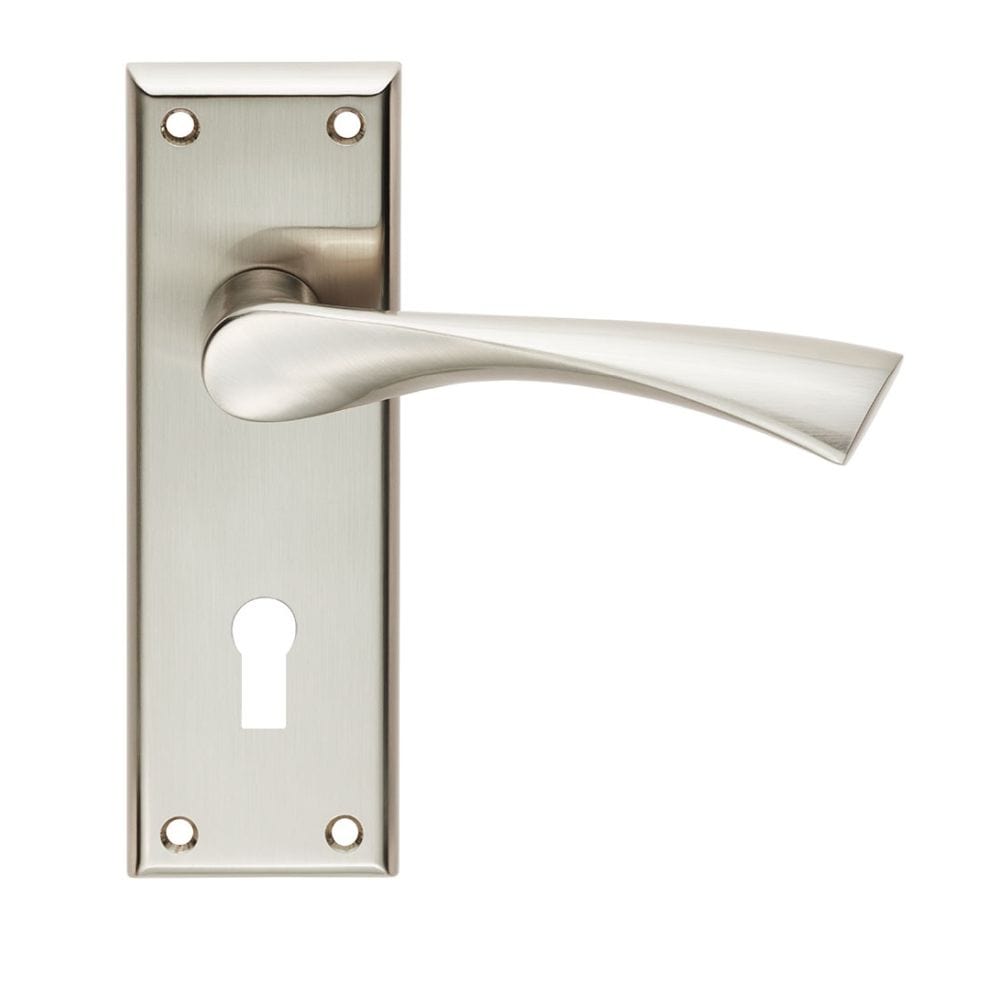 Serozzetta Door Furniture Satin Nickel / Std. Lock Handles Serozzetta - Venti Lever on Lock Backplate - Satin Nickel