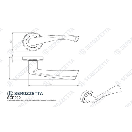 Carlisle Brass Door Furniture Matt Black / Round Rose Serozzetta - Venti Lever on Rose - Matt Black