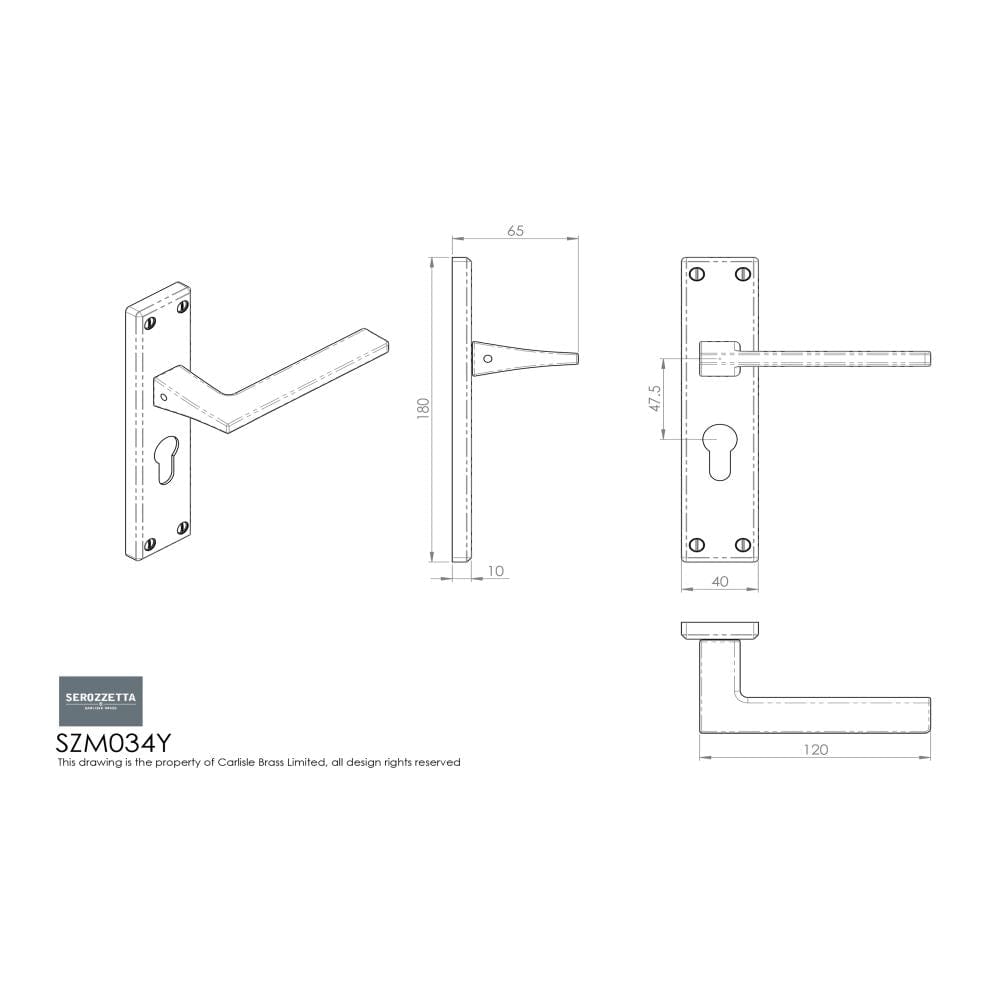 Serozzetta Door Furniture Polished Chrome / Euro Profile Lock Handles Serozzetta - Zone Lever on Euro Lock Backplate - Polished Chrome