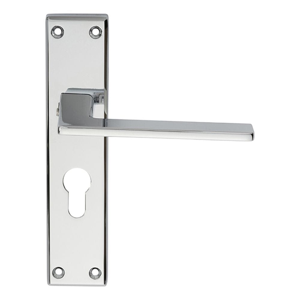 Serozzetta Door Furniture Polished Chrome / Euro Profile Lock Handles Serozzetta - Zone Lever on Euro Lock Backplate - Polished Chrome