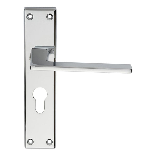 Serozzetta Door Furniture Polished Chrome / Euro Profile Lock Handles Serozzetta - Zone Lever on Euro Lock Backplate - Polished Chrome