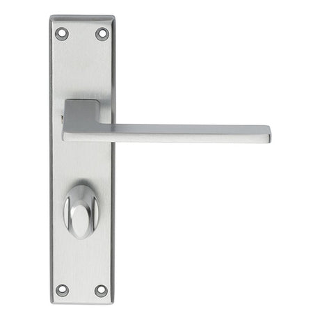 Serozzetta Door Furniture Satin Chrome / Bathroom Lock Handles Serozzetta - Zone Lever on WC Backplate - Satin Chrome