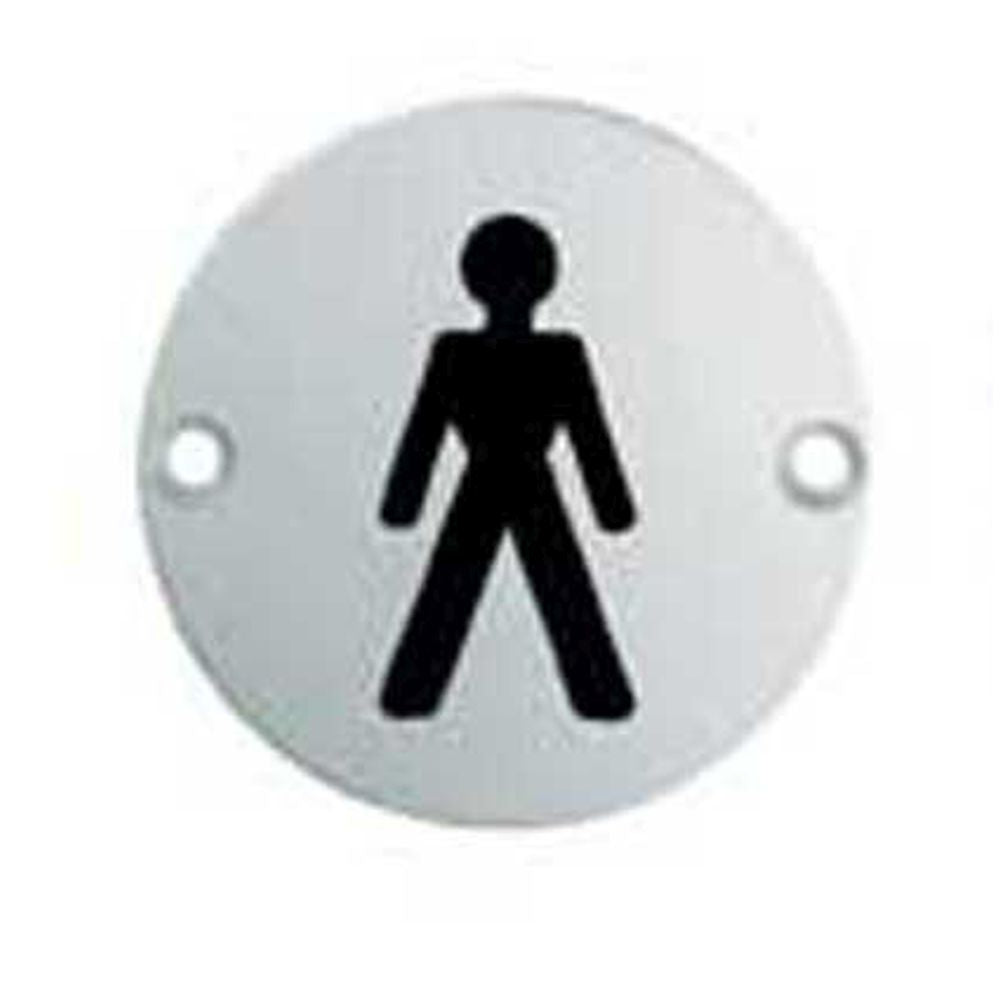 This is an image of a Eurospec - Signage Male Symbol - Bright Stainless Steel that is availble to order from Trade Door Handles in Kendal.