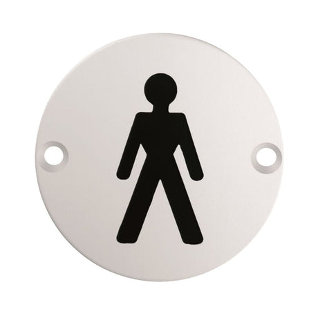 This is an image of a Eurospec - Signage Male Symbol - Satin Stainless Steel that is availble to order from Trade Door Handles in Kendal.