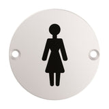 This is an image of a Eurospec - Signage Female Symbol - Satin Stainless Steel that is availble to order from Trade Door Handles in Kendal.