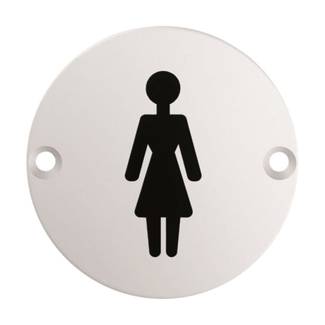 This is an image of a Eurospec - Signage Female Symbol - Satin Stainless Steel that is availble to order from Trade Door Handles in Kendal.