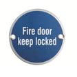 This is an image of a Eurospec - Fire Door Keep Locked Symbol - Satin Anodised Aluminium that is availble to order from Trade Door Handles in Kendal.