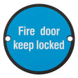 This is an image of a Carlisle Brass - Signage Fire Door - Keep Locked - Matt Black that is availble to order from Trade Door Handles in Kendal.