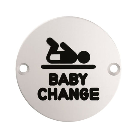 This is an image of a Eurospec - Signage Baby Change Symbol - Satin Stainless Steel that is availble to order from Trade Door Handles in Kendal.