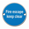 This is an image of a Eurospec - Signage Fire Escape - Keep Clear - Satin Stainless Steel that is availble to order from Trade Door Handles in Kendal.