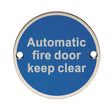 This is an image of a Eurospec - Automatic Fire Door - Keep Clear - Bright Stainless Steel that is availble to order from Trade Door Handles in Kendal.