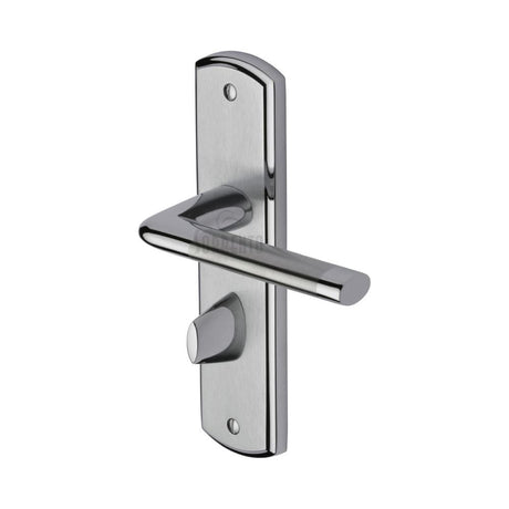 Sorrento Door Furniture Apollo Dual Finish,Satin Chrome/Polished Chrome / Bathroom Lock Handles Sorrento - Door Handle for Bathroom Lena Design Apollo Finish